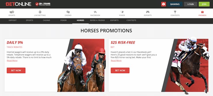 BetOnline homepage - Bet Maine Horse Racing