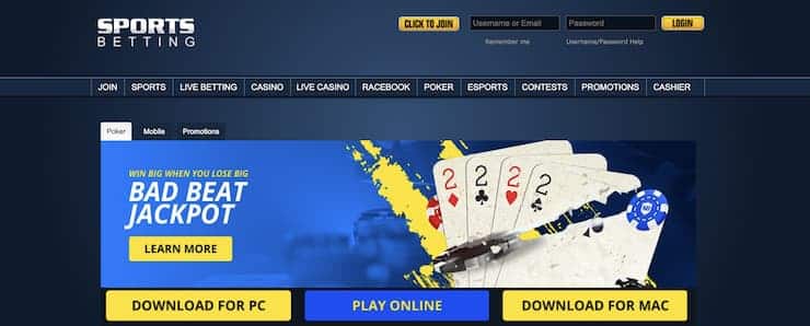 Sportsbetting.ag homepage Online Poker Nevada