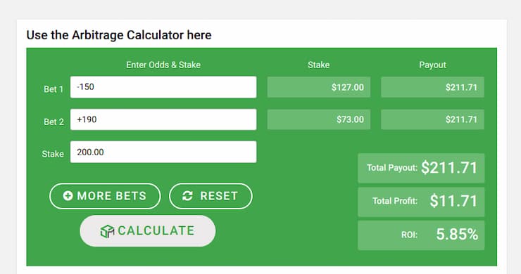 calculator for arbitrage betting