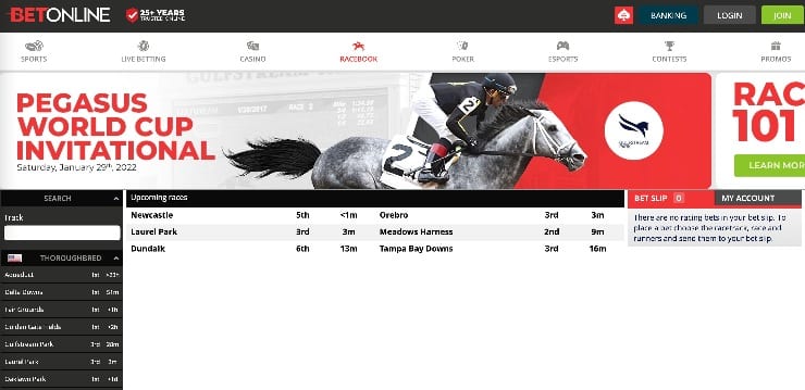 BetOnline Horse Racing Page