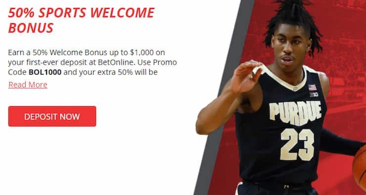 BetOnline welcome bonus on promotions page.
