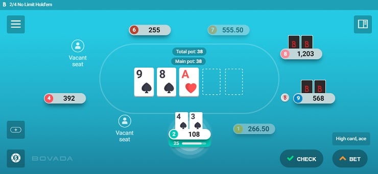Bovada Mobile Poker Table