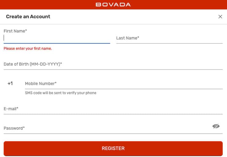 Create Bovada Account