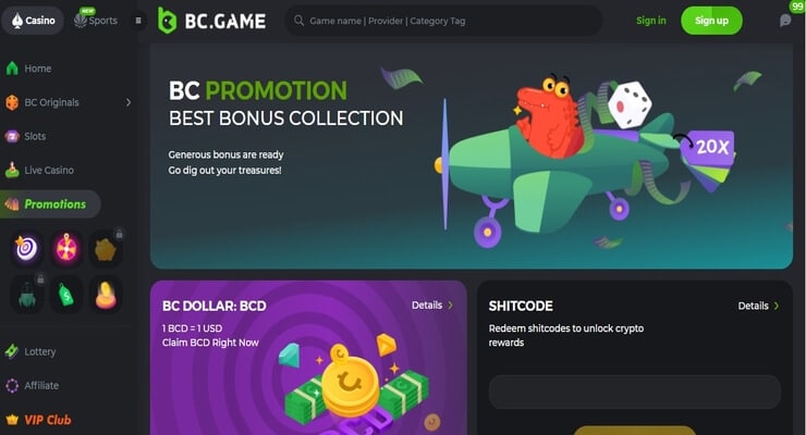 Bitcoin free spins offer at BC.Game