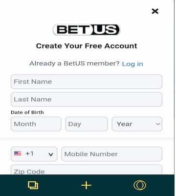 BetUS - Hawaii betting apps sign up page