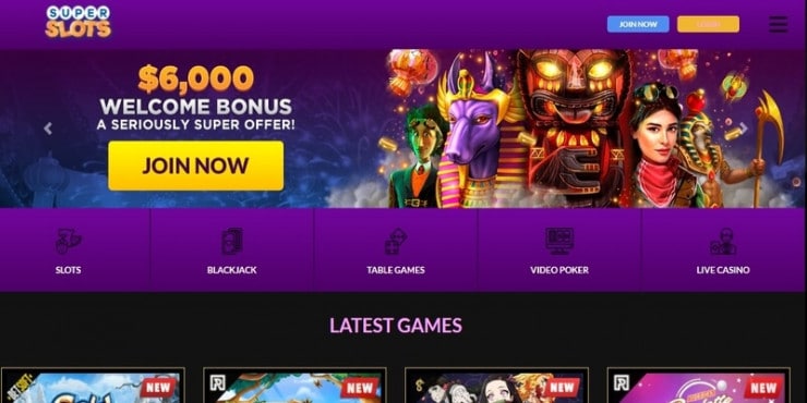 Super Slots homepage