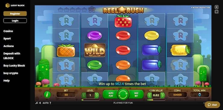 Reel Rush Slot at Lucky Block Casino