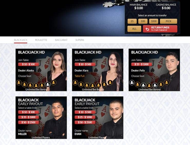 Las Atlantis live casino blackjack tables