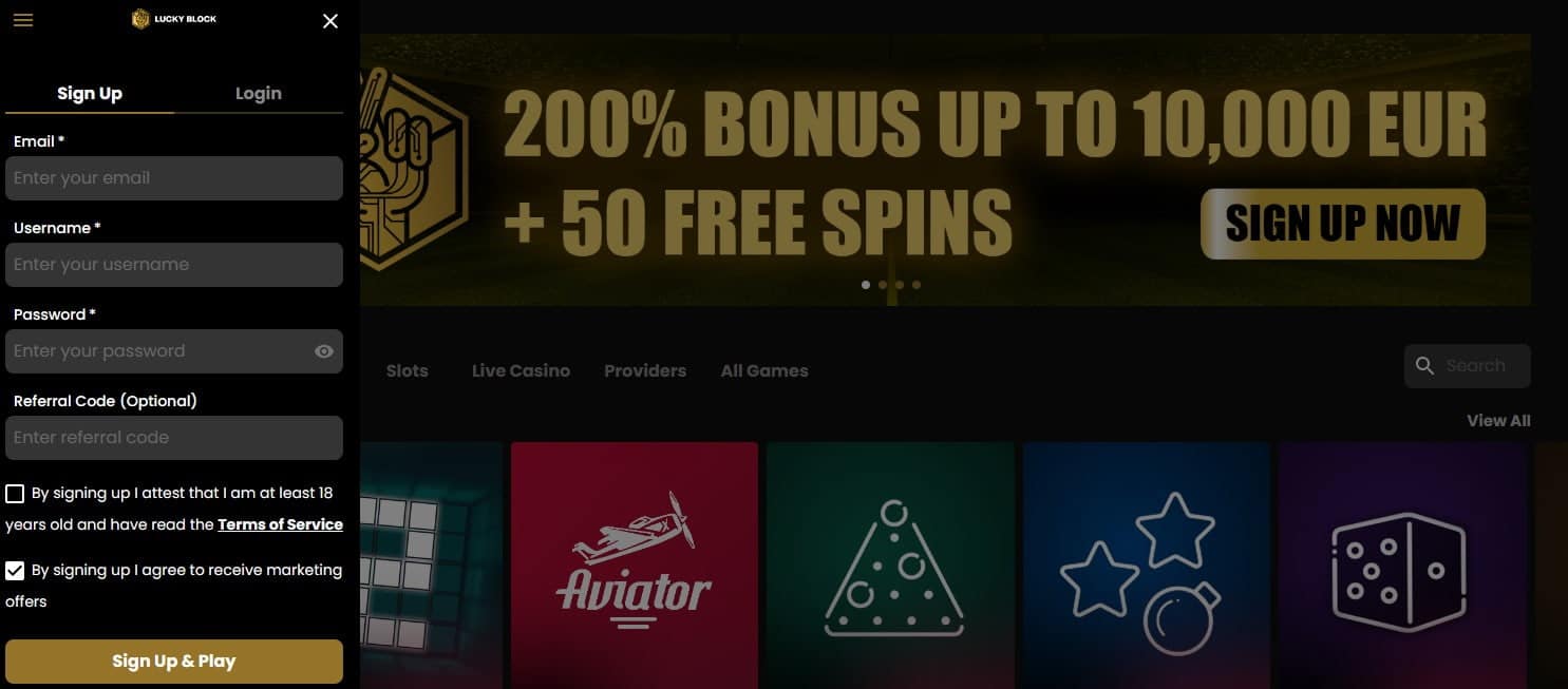 LuckyBlock - a top bitcoin casino for South African players