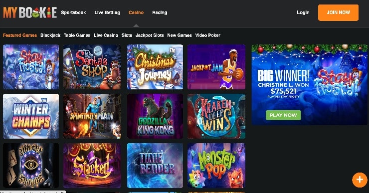 MyBookie Casino Game Selection