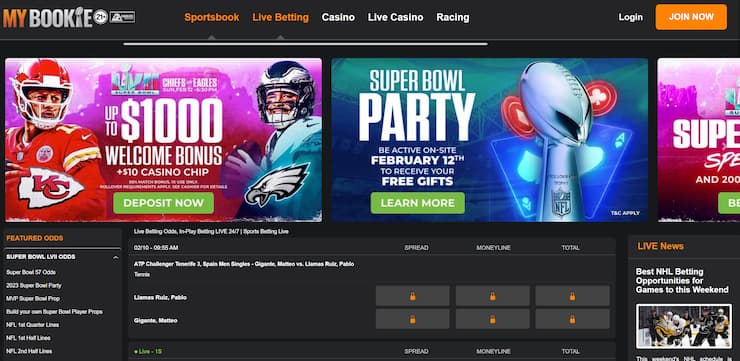 MyBookie is top sports live betting site