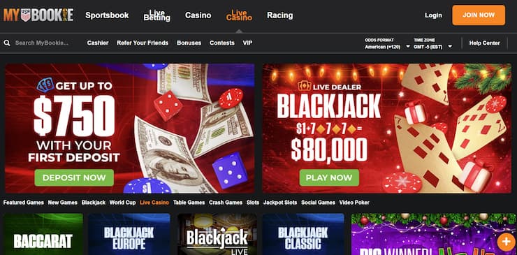 MyBookie - with great promotions for live casino players