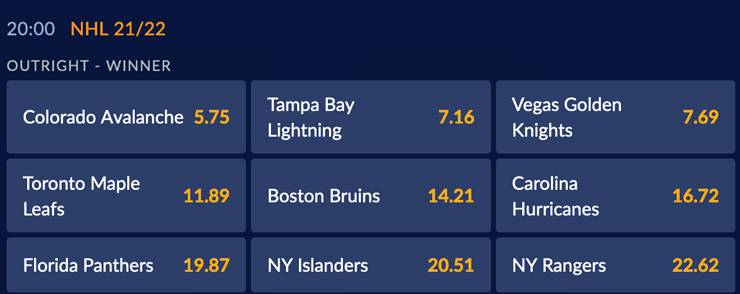 An example of a futures bet on the NHL