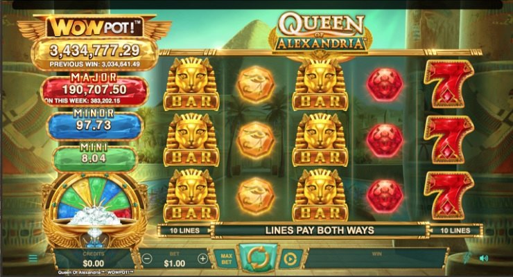 A screenshot of Queen of Alexandira - Online Casino Canada Game