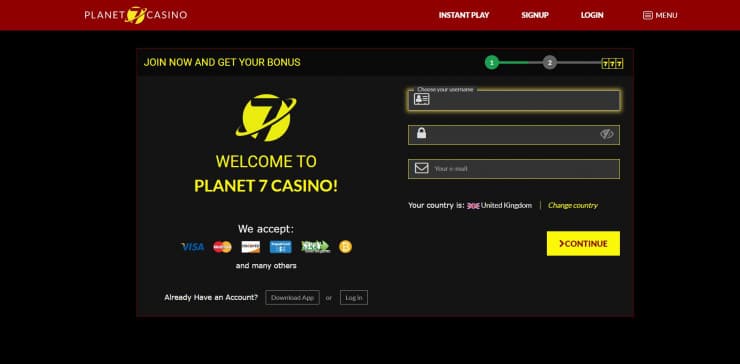 planet 7 bonus code - enter payment method