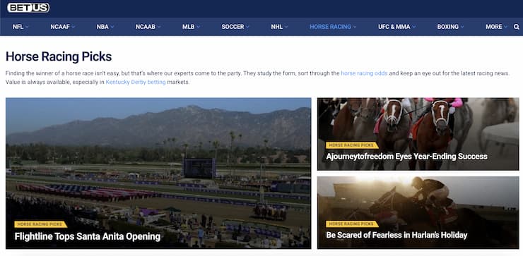 MD Horse Racing sites like BetUS offer value-added content and special features
