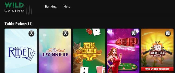 wild casino poker games