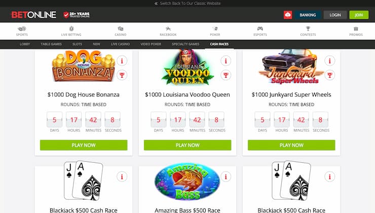BetOnline Casino Slot Races