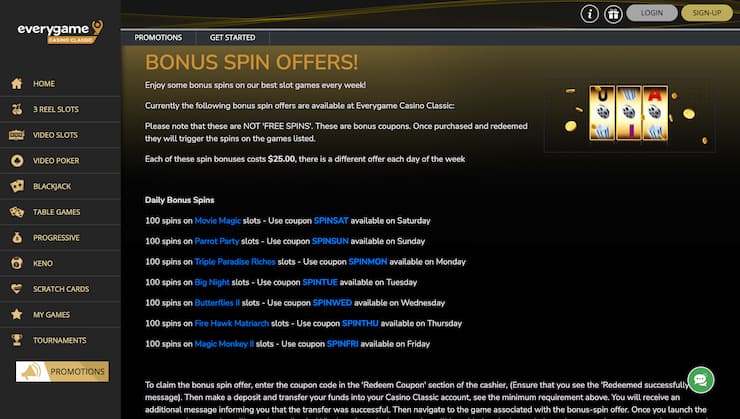 Everygame Casino Free Spins