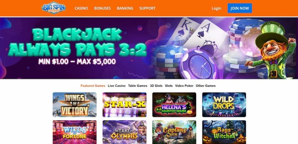 Big SPin Online Casino NY Homepage
