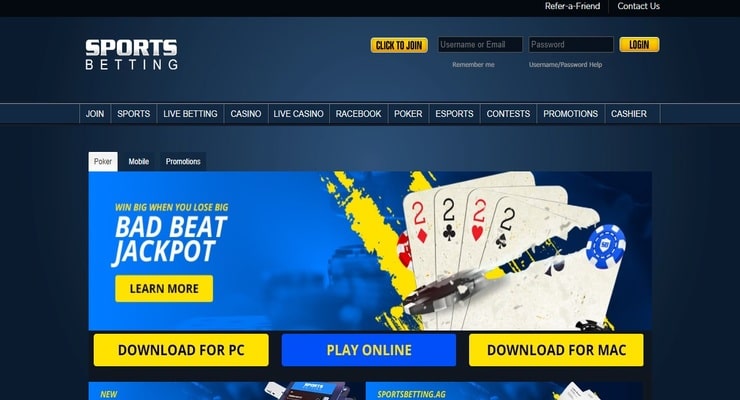 Sportsbetting.ag Poker Homepage
