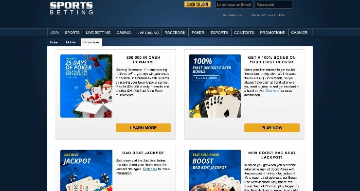 SportsBetting Poker Promotion Page