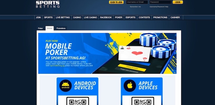Sportsbetting.ag offers poker clients for Android and iOS users