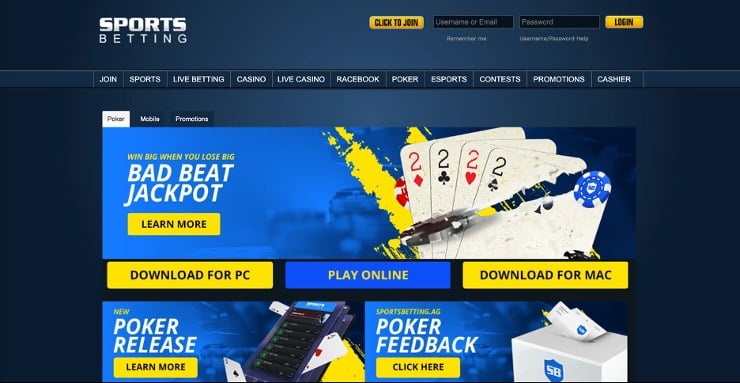 Sportsbetting.ag Poker Page