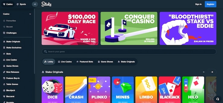 Stake - One of the best online casinos with no ID verification and easy withdrawals
