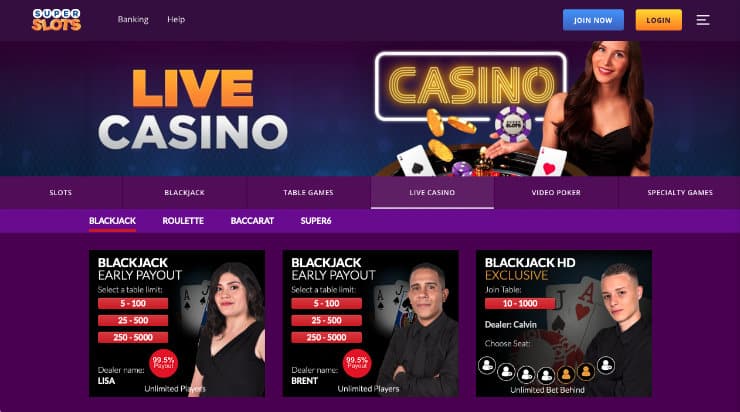 Super Slots Live Casino Games