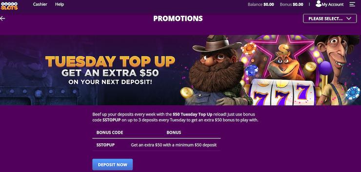 Super Slots reload bonuses for specific days of the week