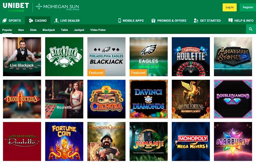 Unibet Casino Homepage