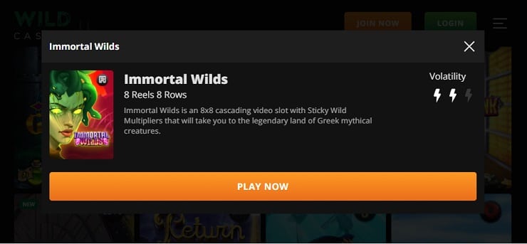 Wild Casino iPhone Immortal Wilds Slot