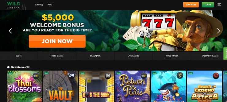 Wild Casino is the best overall gambling site in Houston