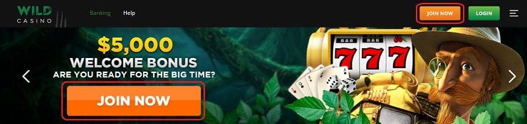 Wild Casino Homepage JOIN NOW