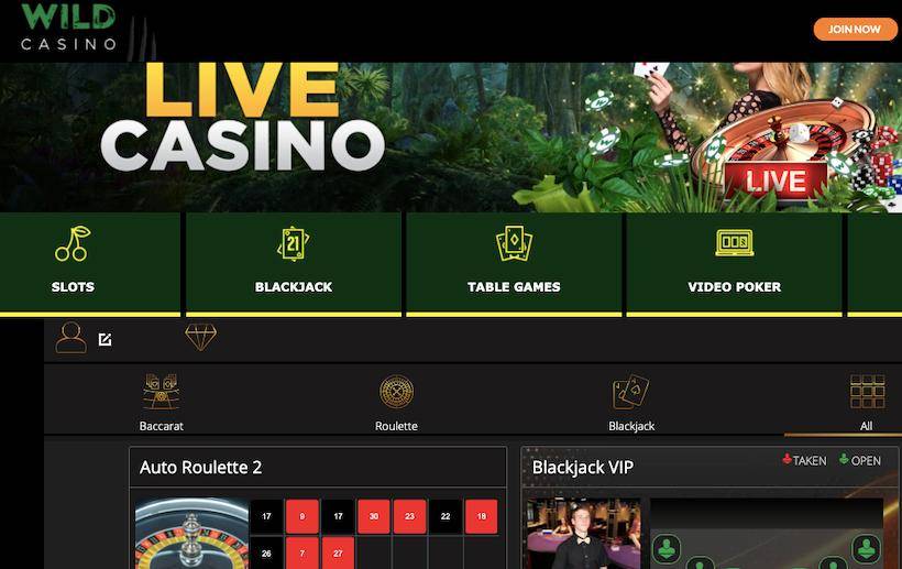Wild Casino live casino page