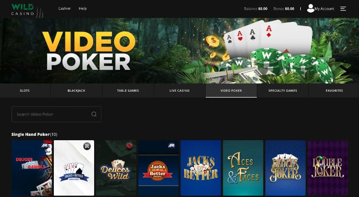 Wild Casino Video Poker