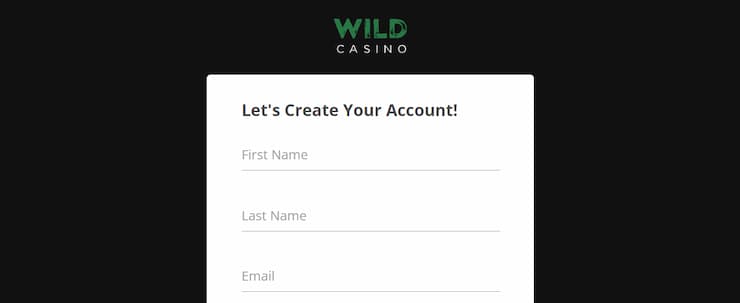 Registering an account at WildCasino