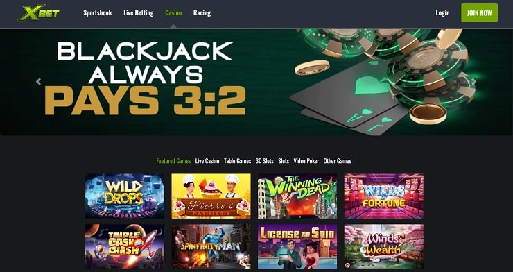 XBet Casino Homepage