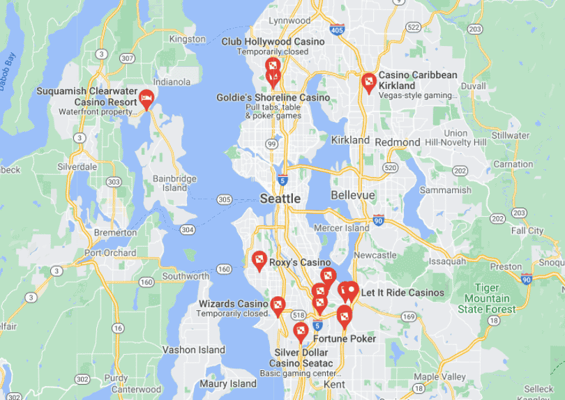 Map of Seattle Casinos
