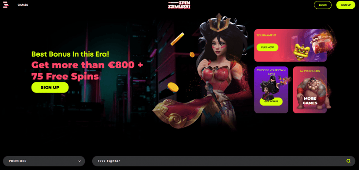 Spin Samurai Online Casino Japan - Home Page
